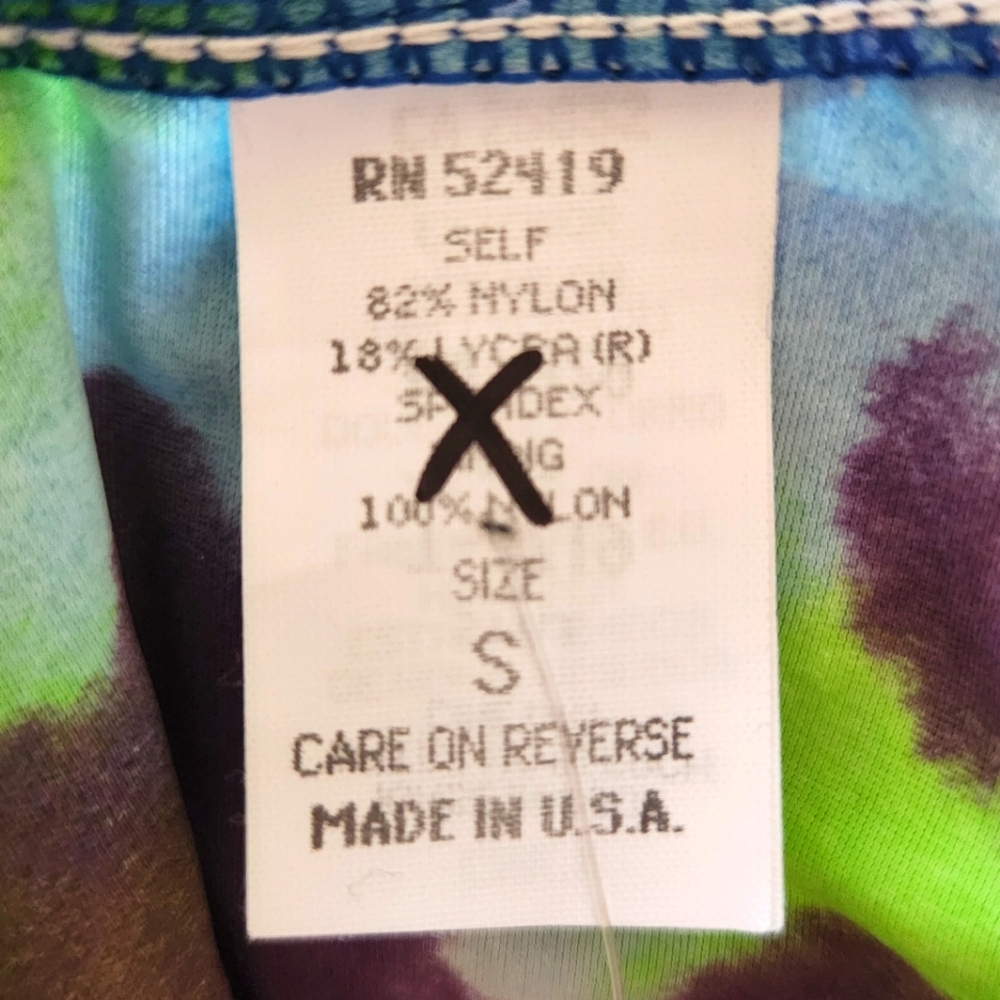 NWT Purple/blue/green floral high-waisted swim bottoms. Size S. - Picture 3 of 4